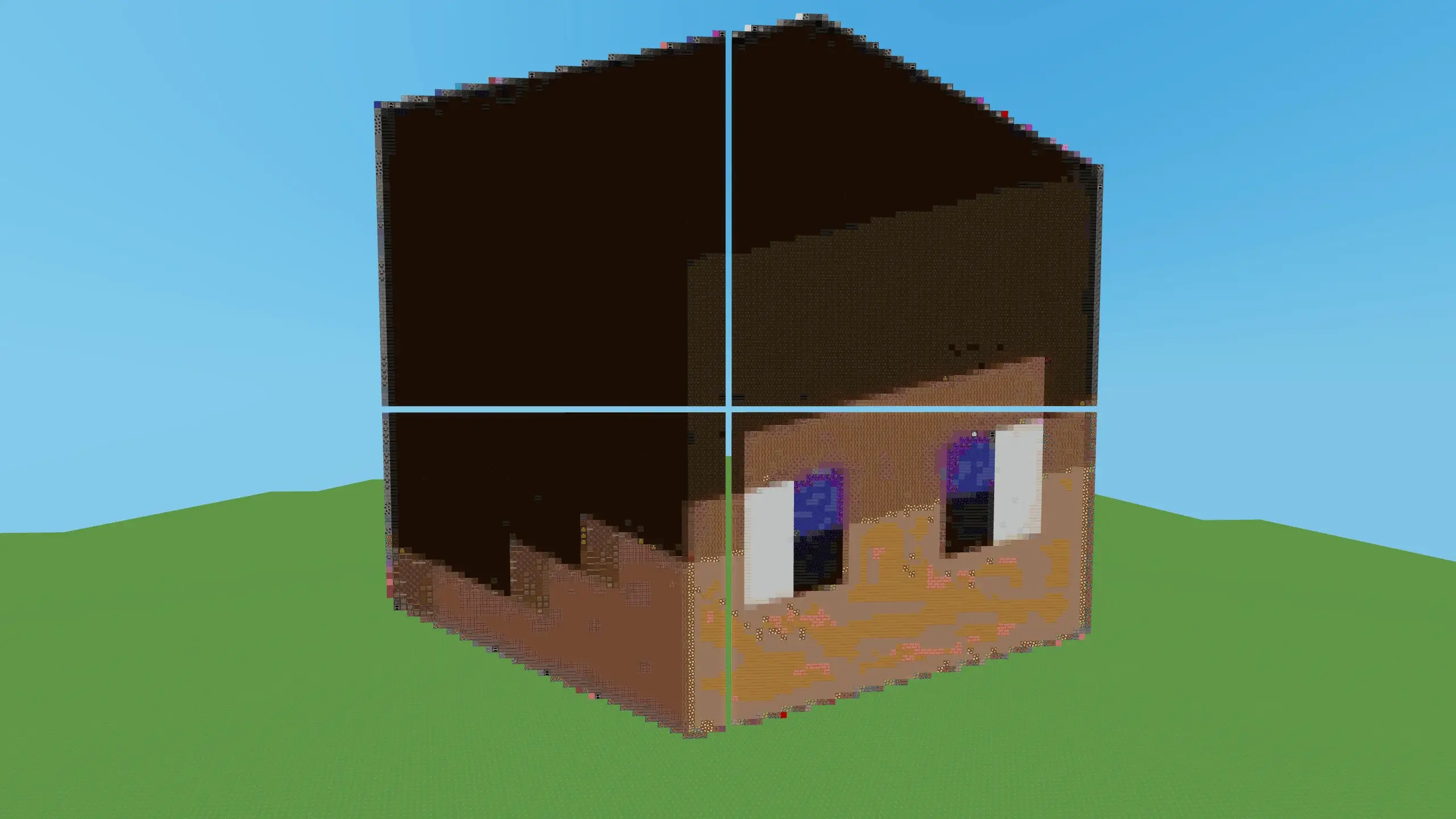 Image of a bloxd head split in bloxd